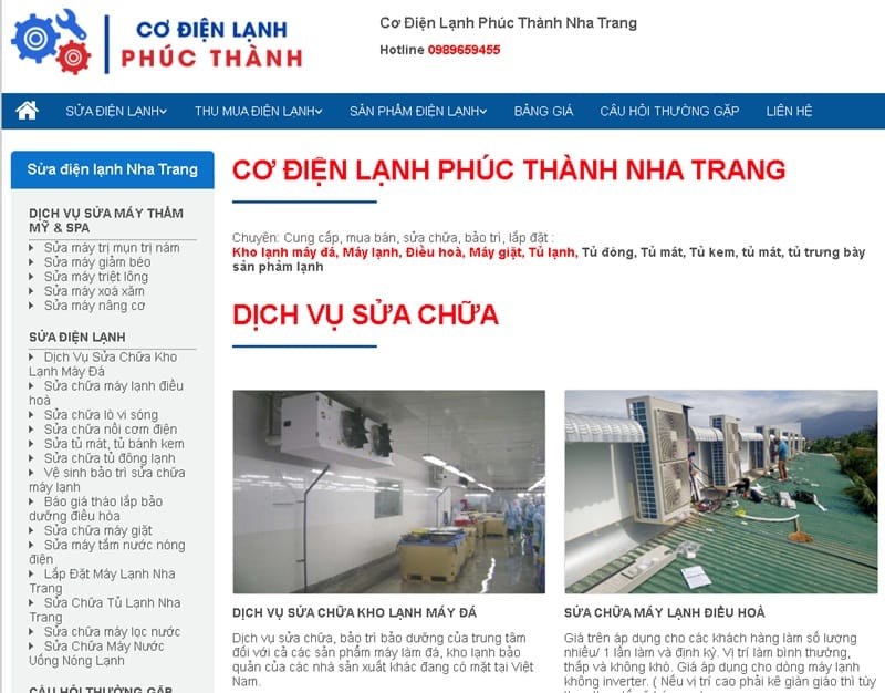 Website thu mua tủ đông tủ mát cũ Nha Trang